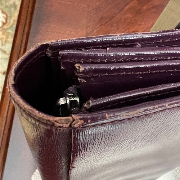 Givenchy Plum Leather Continental Wallet with Silver-Tone Logo GUC - Picture 15 of 17